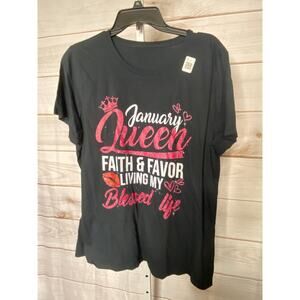 Brand New Unbranded Women's XL Black January Queen Faith and Favor T-Shirt Top